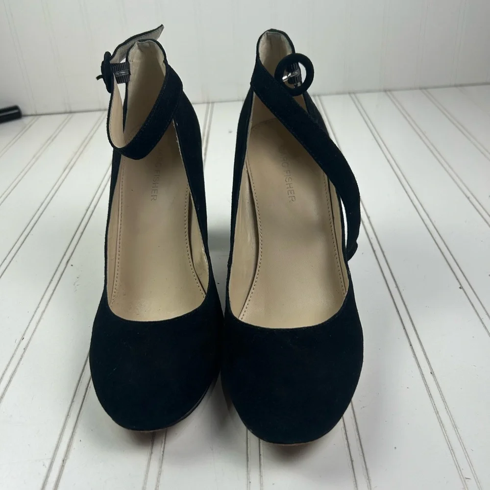 Marc Fisher Vintage Black Suede Velvet Block Heels Pumps Women’s Size 7.5M - Picture 3 of 10